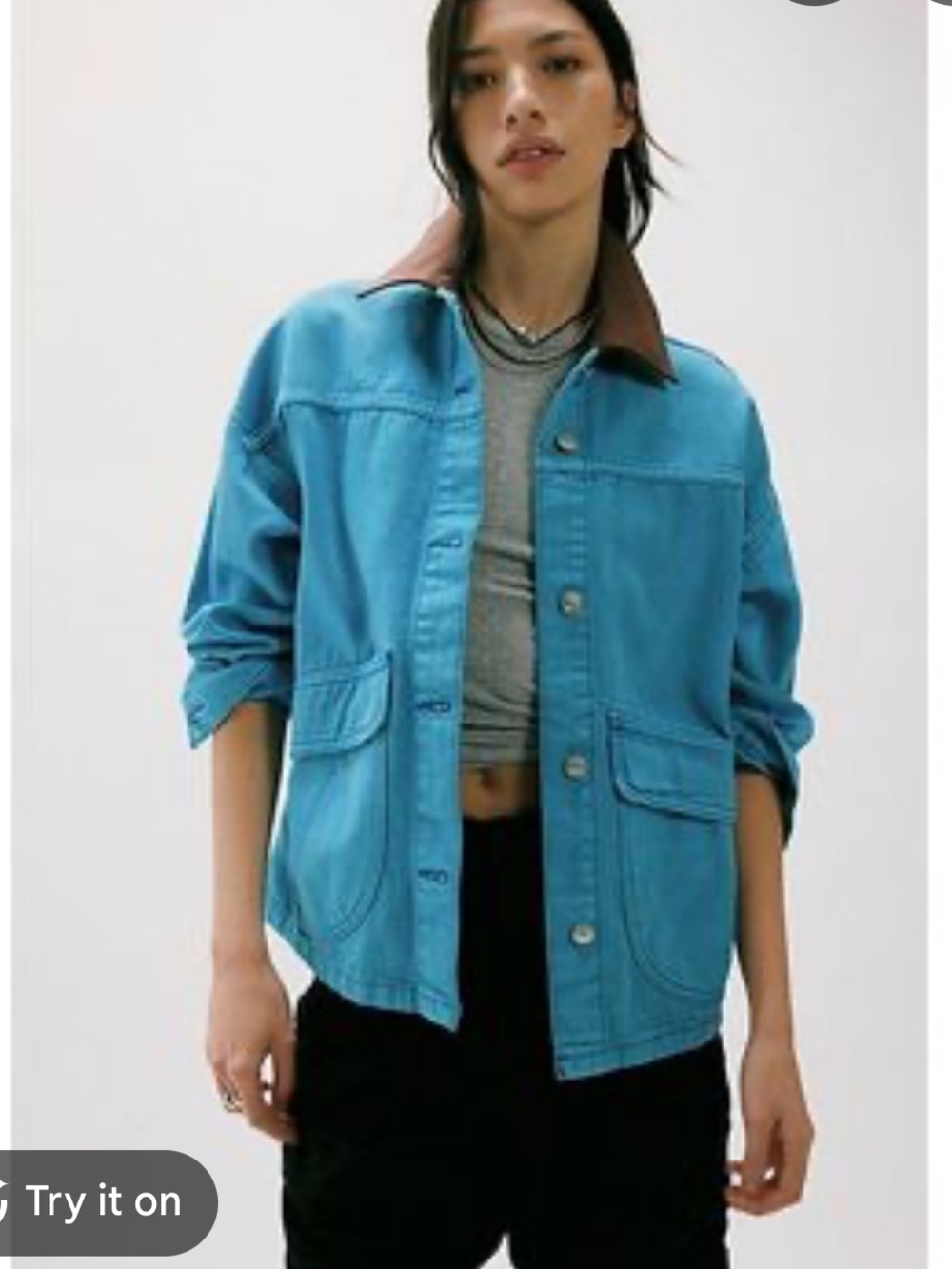 Free People Lemon Denim Jacket- size XL